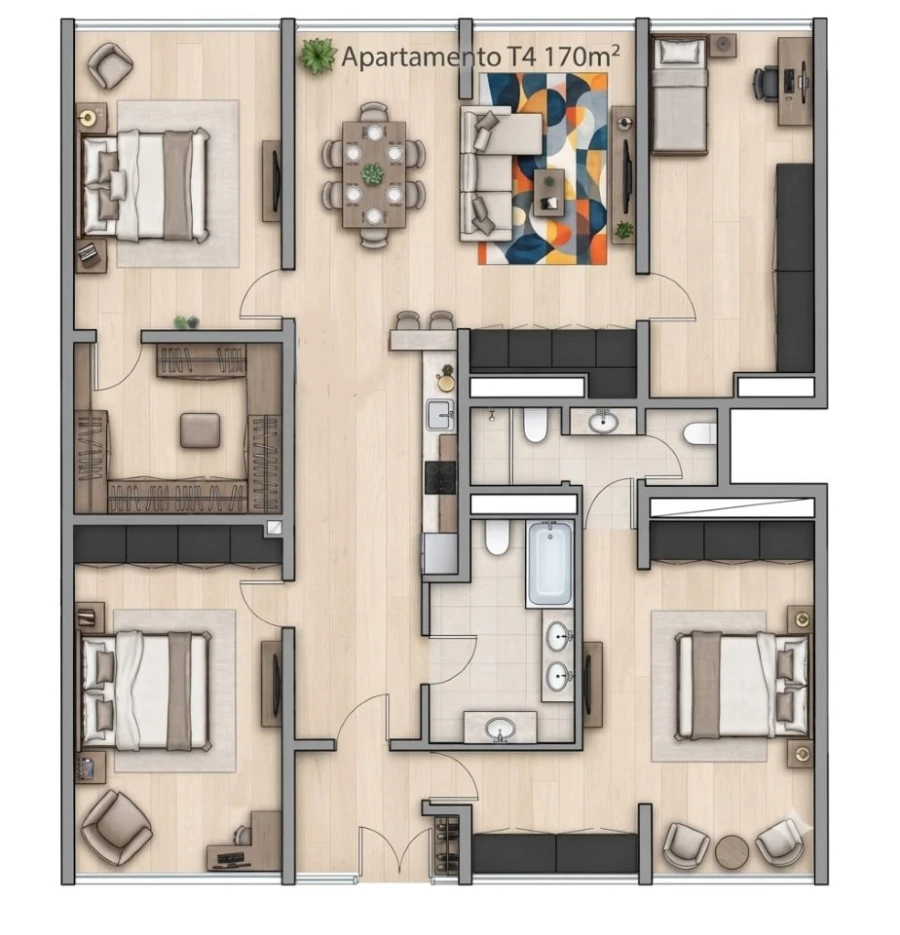 Apartamento T4 para Venda em Setubal (São Sebastião) Planta 1