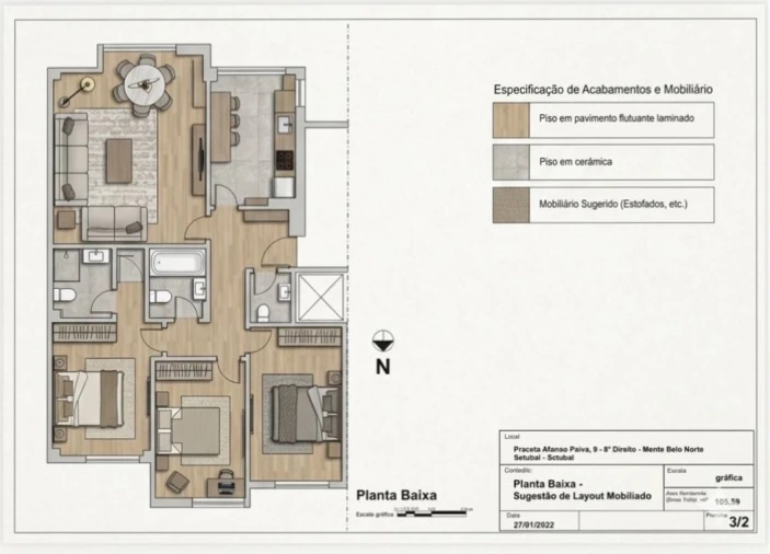 Apartamento T3 para Venda em Setubal (São Sebastião) Planta 2