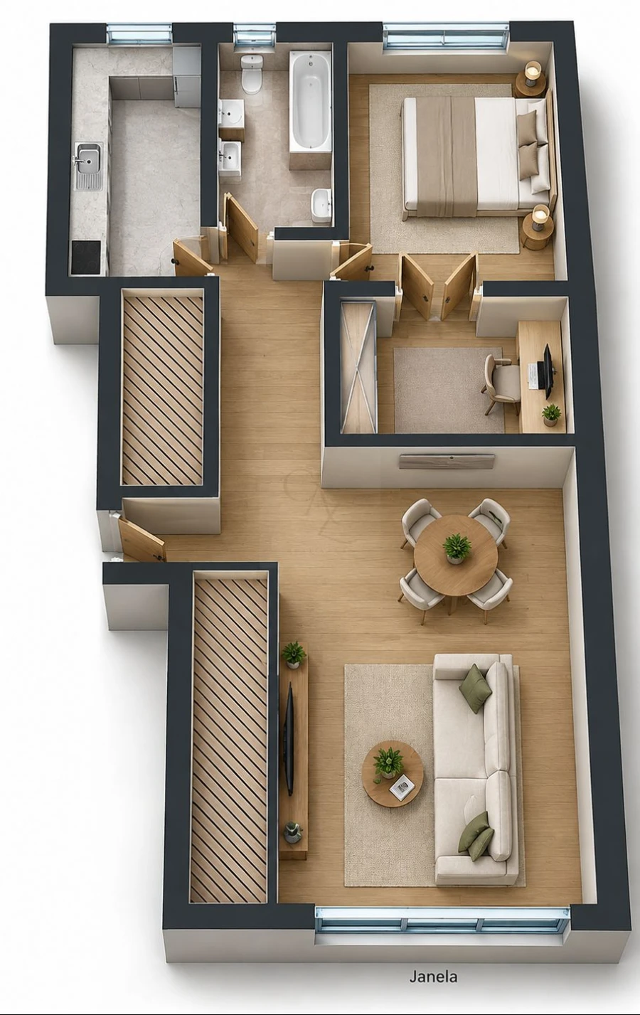Apartamento T1 para Venda em São Vicente Planta 1