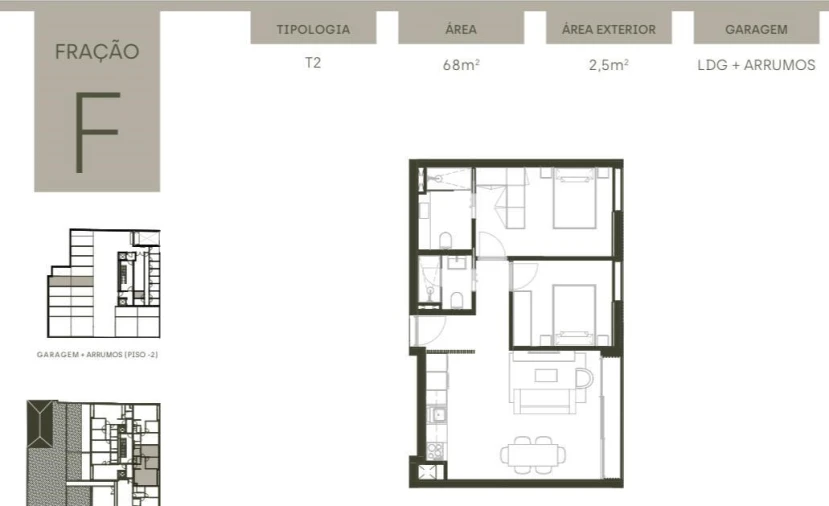 Apartamento T2 para Venda em Matosinhos e Leça da Palmeira Planta 1