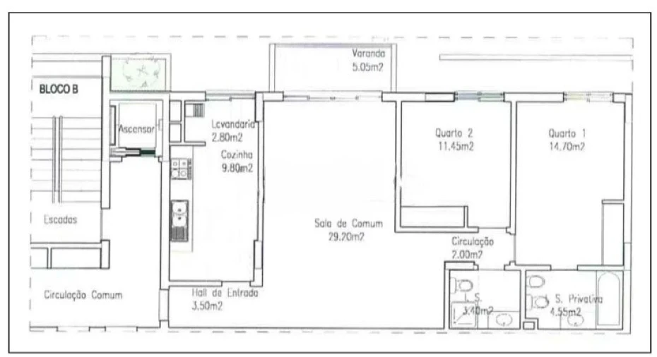 Apartamento T2 para Venda em Caniço Planta 1