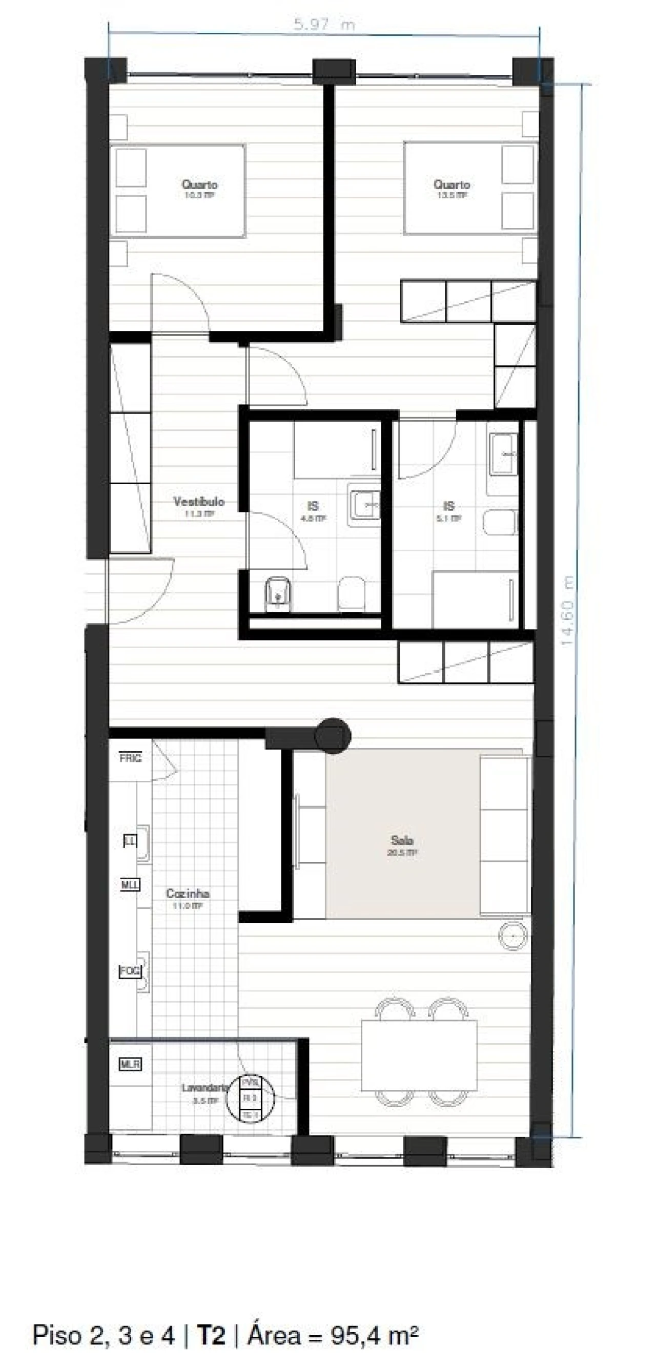 Apartamento T2 para Venda em Matosinhos e Leça da Palmeira Planta 3