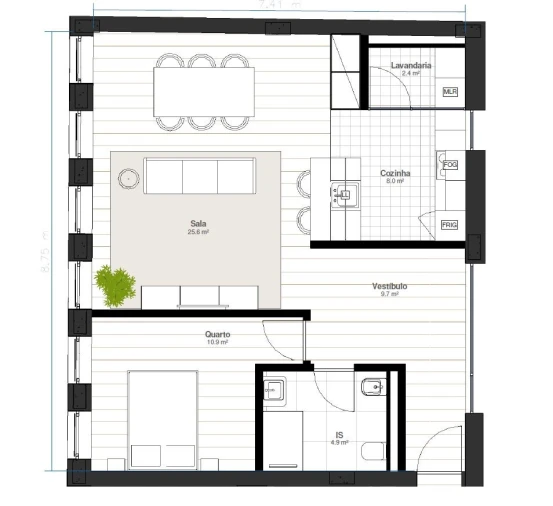 Apartamento T1 para Venda em Matosinhos e Leça da Palmeira Planta 1