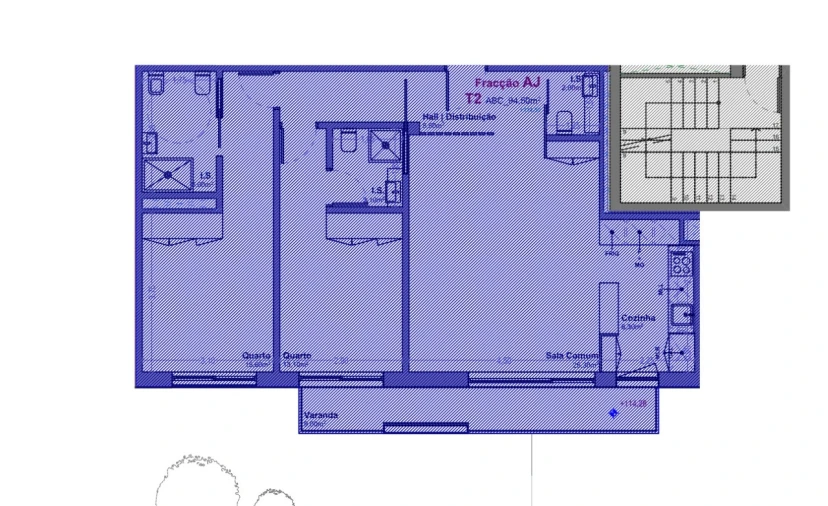 Apartamento T2 para Venda em Santa Marinha e São Pedro da Afurada Planta 1