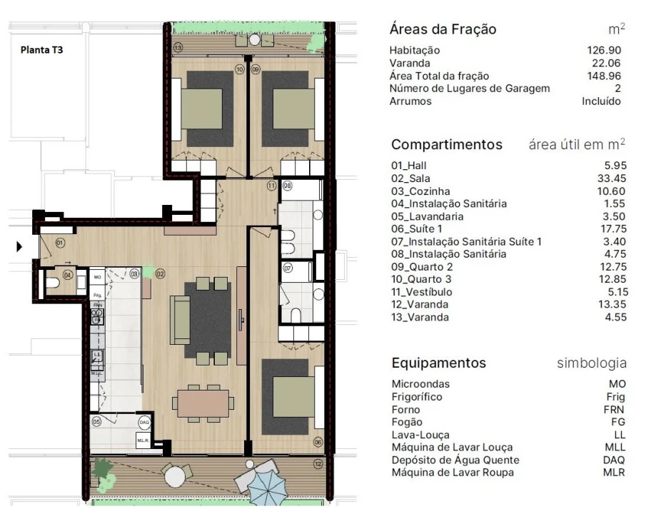 Apartamento T4 para Venda em Matosinhos e Leça da Palmeira Planta 2