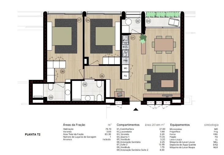 Apartamento T3 para Venda em Matosinhos e Leça da Palmeira Planta 1