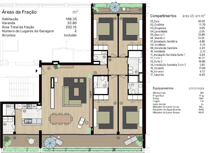 Apartamento T3 para Venda em Matosinhos e Leça da Palmeira Planta 2