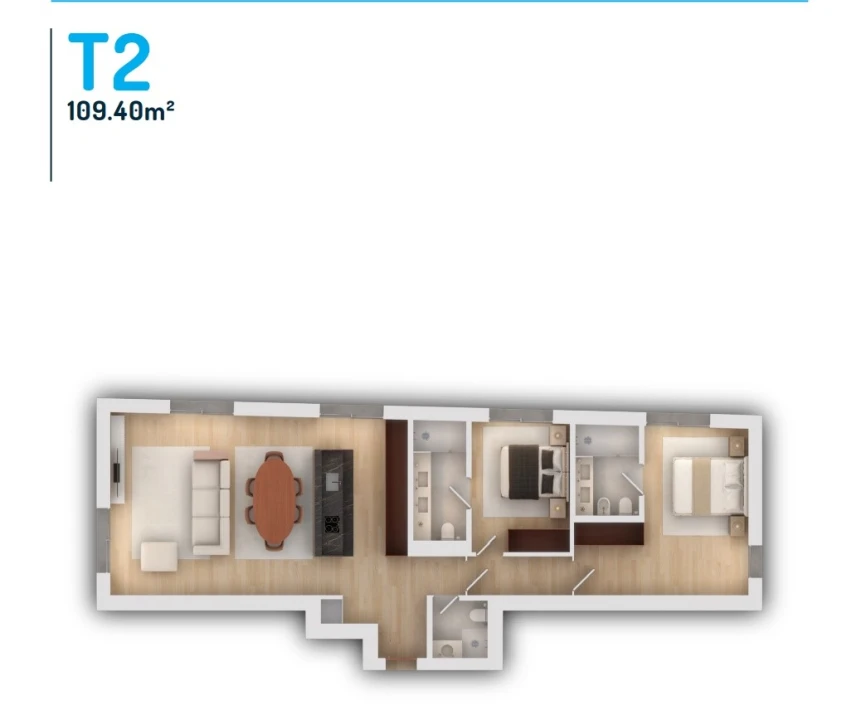 Apartamento T3 para Venda em Vila do Conde Planta 2