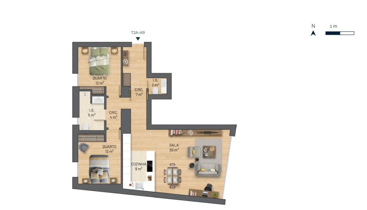 Apartamento T3 para Venda em Santa Marinha e São Pedro da Afurada Planta 3