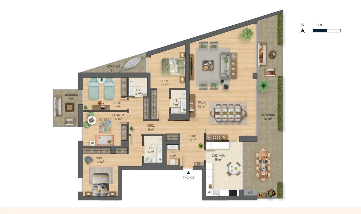 Apartamento T3 para Venda em Santa Marinha e São Pedro da Afurada Planta 4