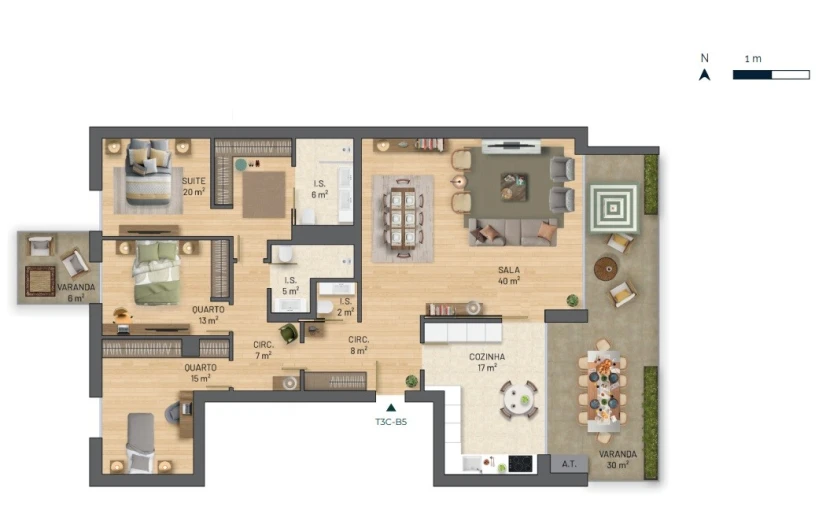 Apartamento T3 para Venda em Santa Marinha e São Pedro da Afurada Planta 1