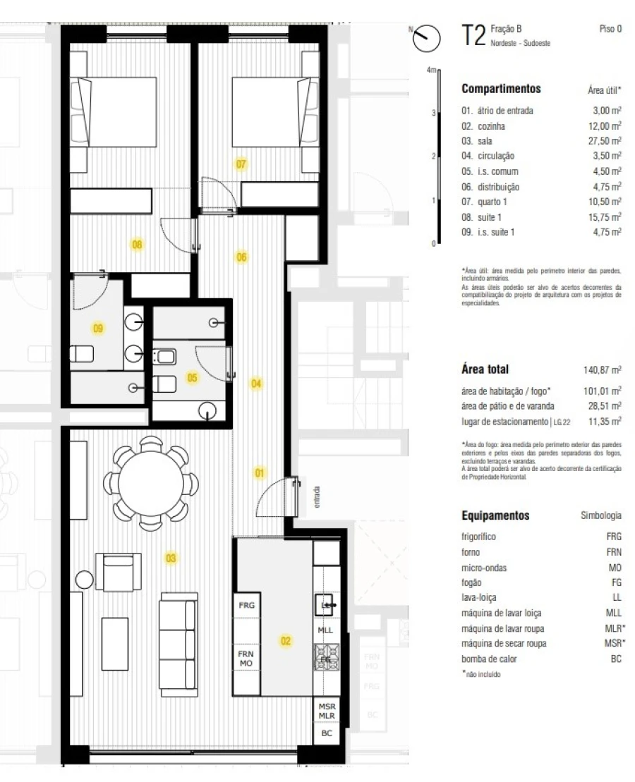Apartamento T2 para Venda em Canidelo Planta 2