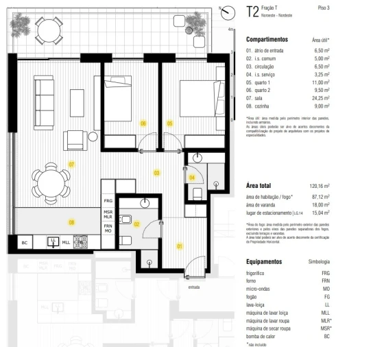 Apartamento T2 para Venda em Canidelo Planta 1