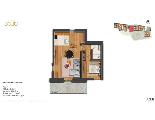Apartamento T1 para Venda em Lordelo do Ouro e Massarelos Planta 1