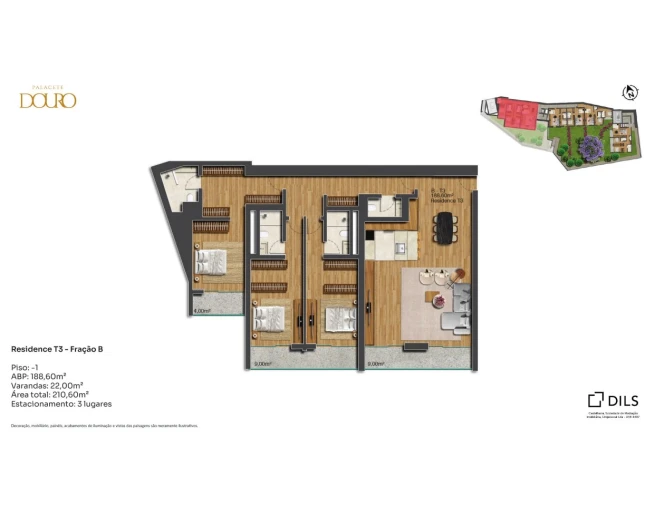 Apartamento T3 para Venda em Lordelo do Ouro e Massarelos Planta 1