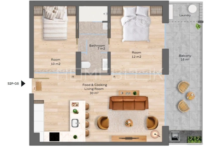 Apartamento T1 para Arrendamento em Santa Marinha Planta 1