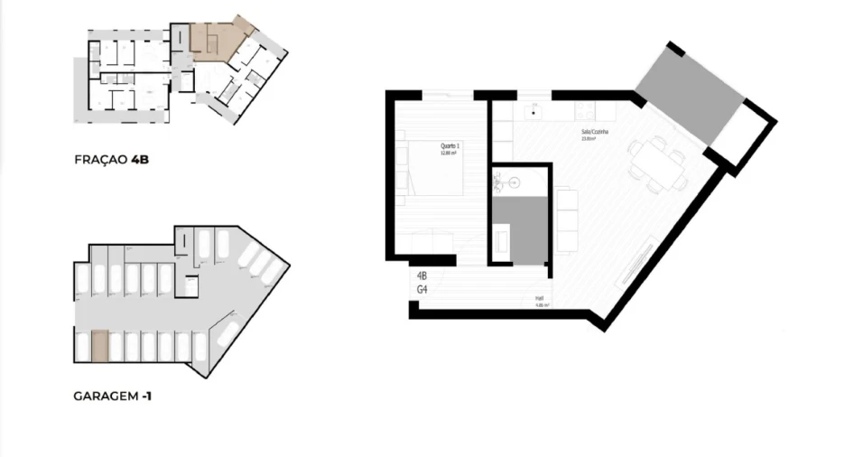 Apartamento T1 para Venda em Pedrouços Planta 1