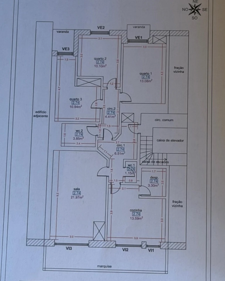 Apartamento T3 para Venda em Santo Tirso, Couto (Santa Cristina e São Miguel) e Burgães Planta 1