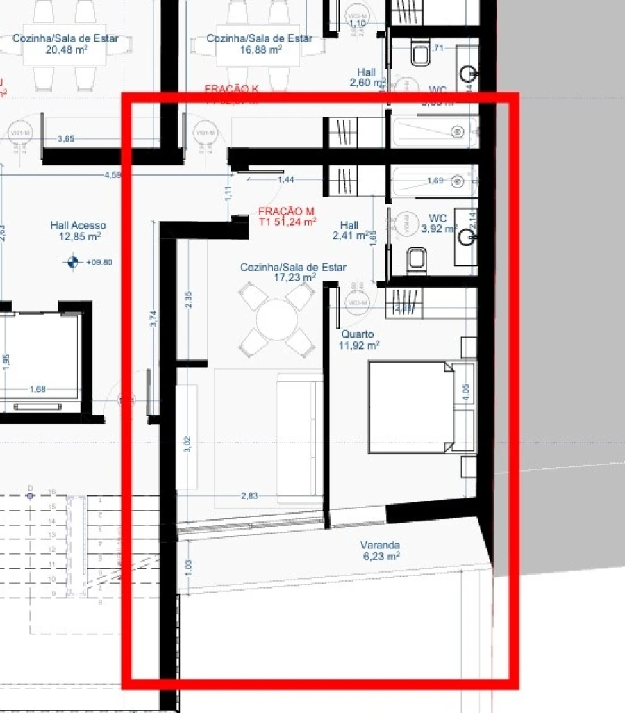 Apartamento T1 para Venda em Vila Nova de Famalicão e Calendário Planta 1
