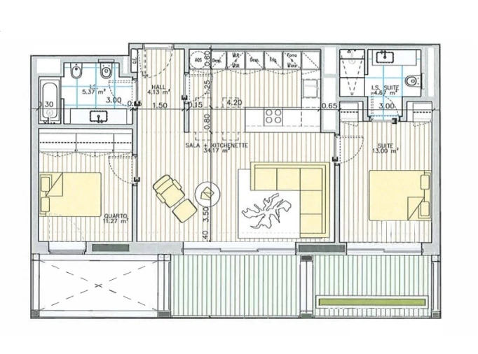 Apartamento T2 para Venda em Santa Marinha e São Pedro da Afurada Planta 1