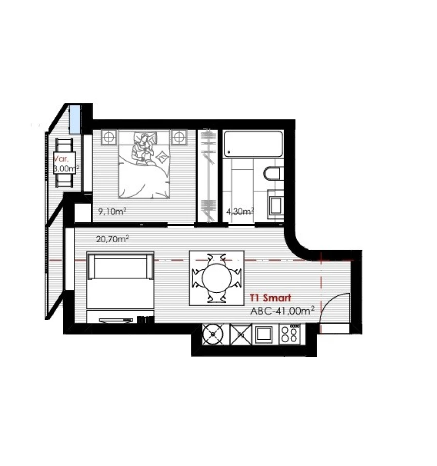 Apartamento T1 para Venda em Ramalde Planta 1