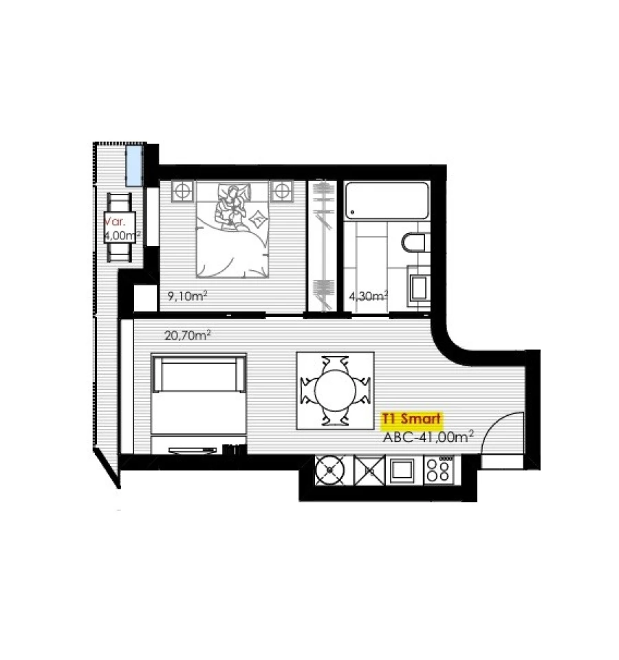 Apartamento T1 para Venda em Ramalde Planta 1