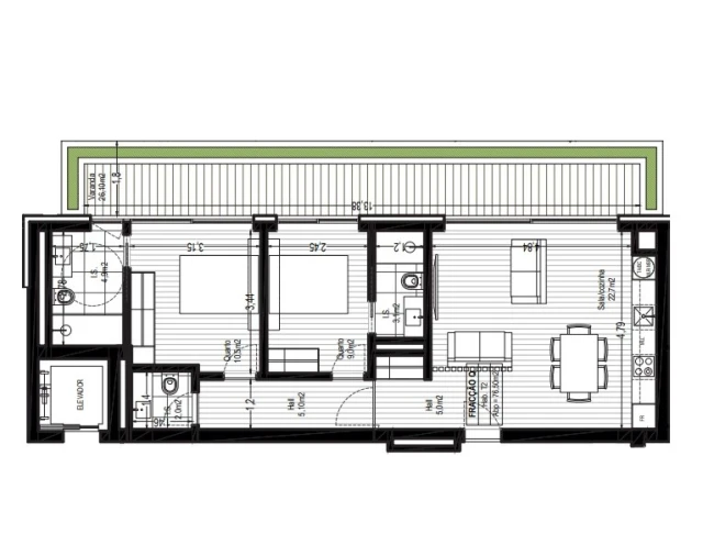 Apartamento T2 para Venda em Canidelo Planta 1
