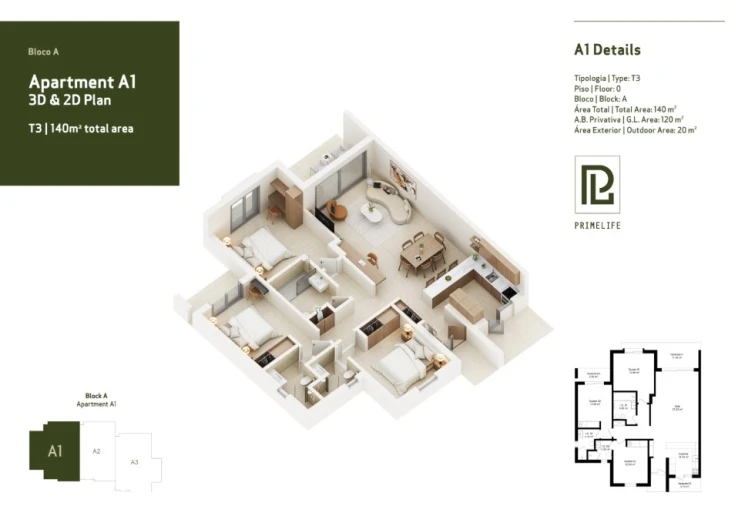Apartamento T3 para Venda em Lagoa e Carvoeiro Planta 1