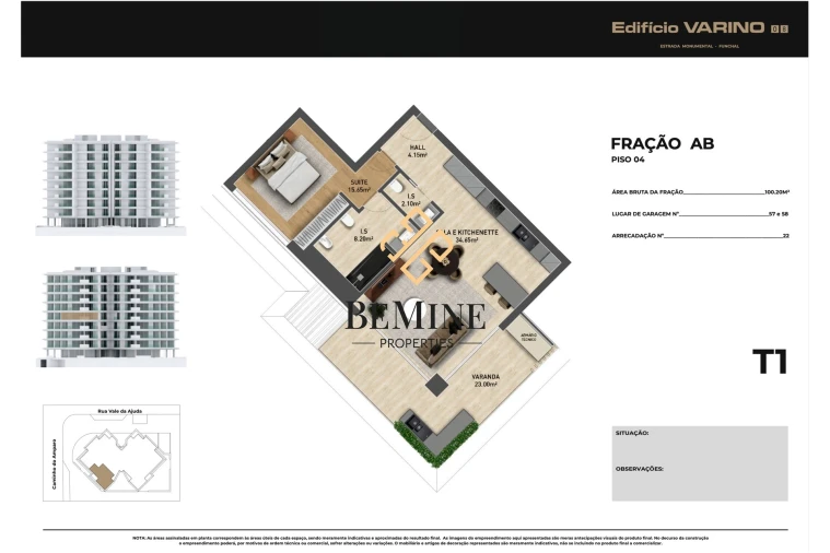 Apartamento T1 para Arrendamento em São Martinho Planta 1