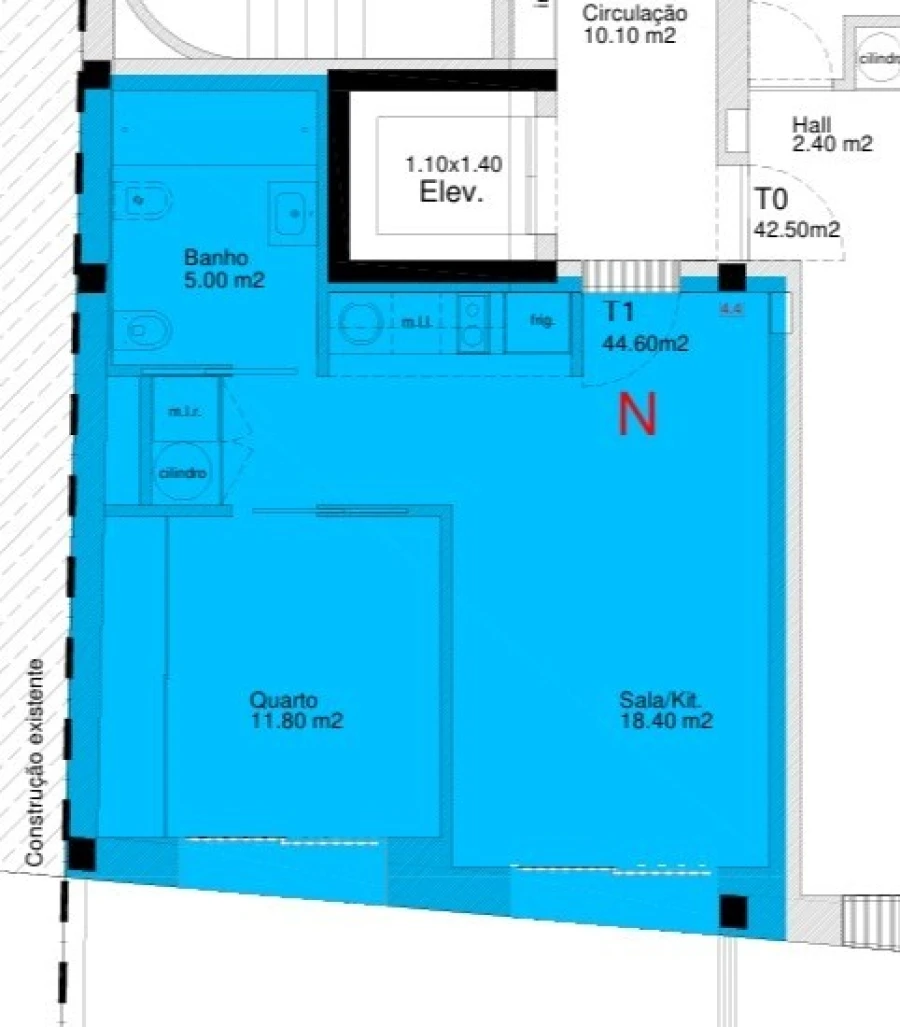 Apartamento T1 para Arrendamento em Cedofeita, Santo Ildefonso, Sé, Miragaia, São Nicolau e Vitória Planta 1