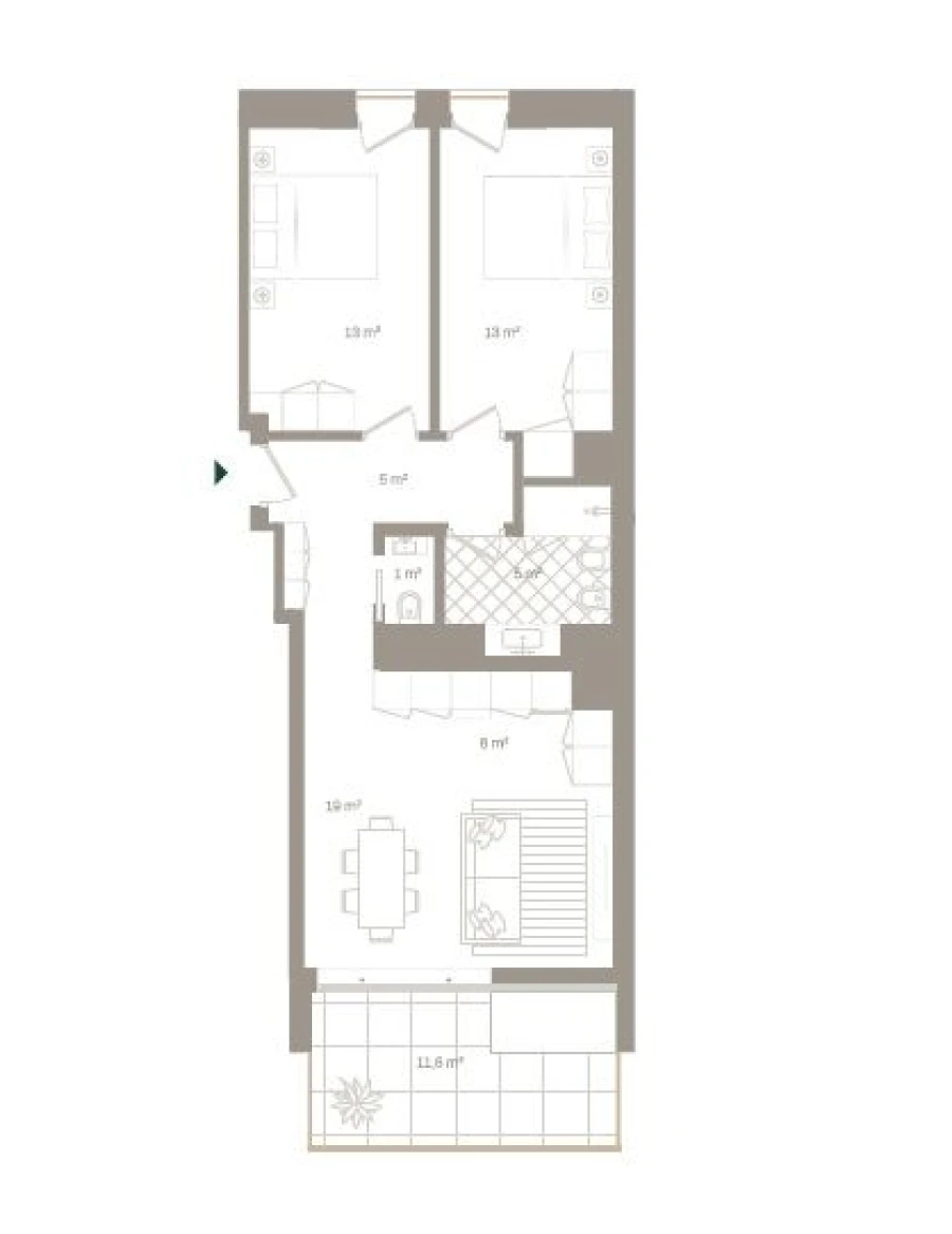 Apartamento T2 para Venda em Santa Marinha e São Pedro da Afurada Planta 1