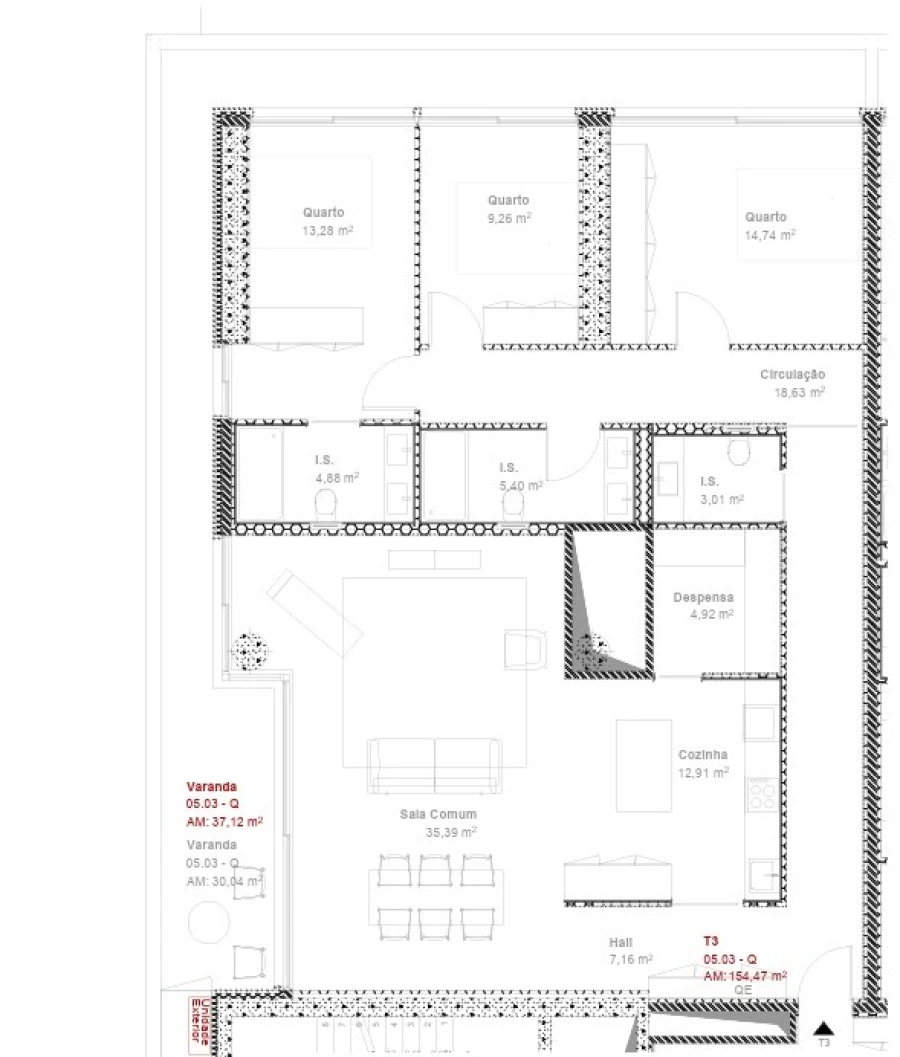 Apartamento T3 para Venda em Ramalde Planta 1