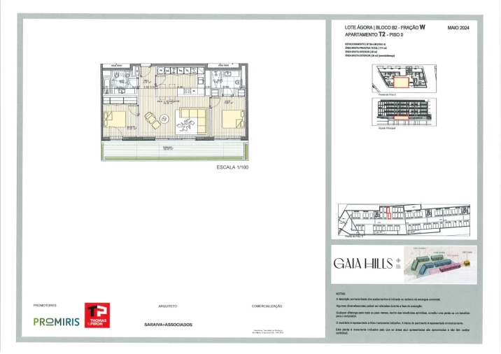 Apartamento T2 para Venda em Santa Marinha e São Pedro da Afurada Planta 1