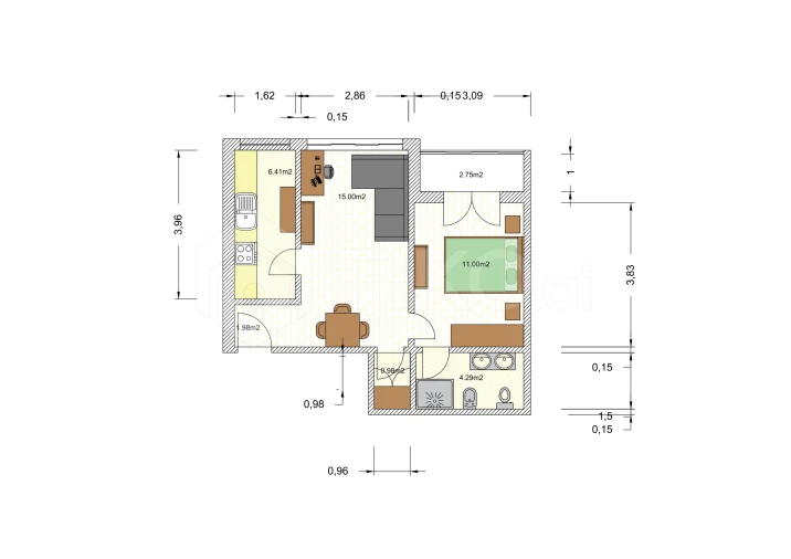 Apartamento T1 para Venda em Arroios Planta 1