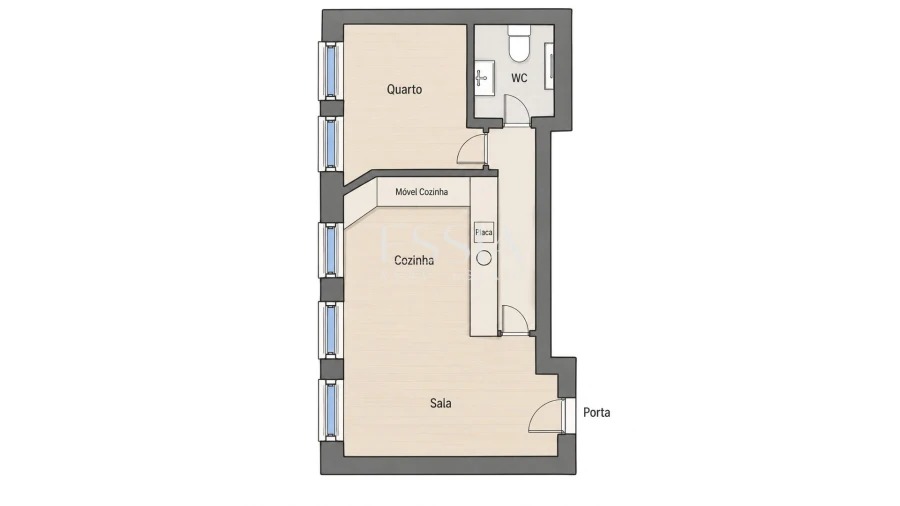 Apartamento T1 para Venda em Bonfim Planta 1