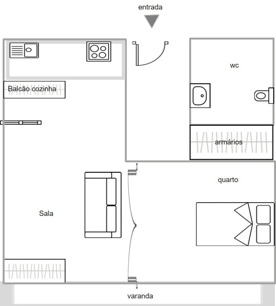 Apartamento T1 para Arrendamento em Paranhos Planta 1