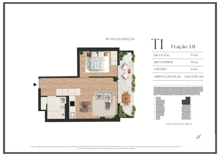 Apartamento T1 para Venda em Vilar de Andorinho Planta 1