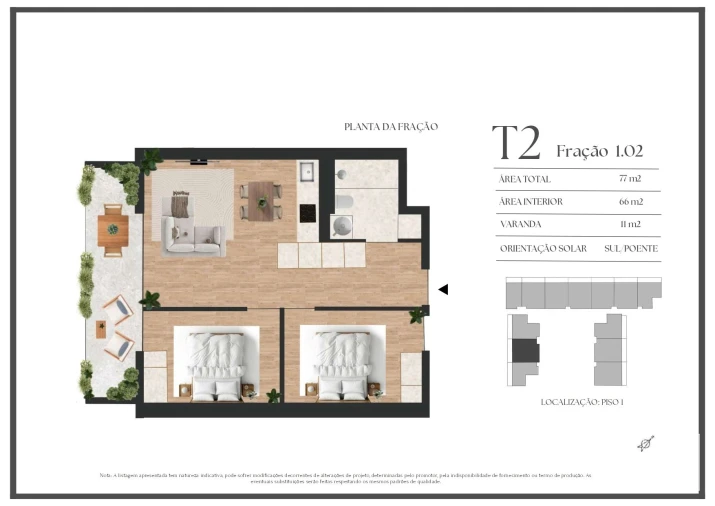 Apartamento T2 para Venda em Vilar de Andorinho Planta 1