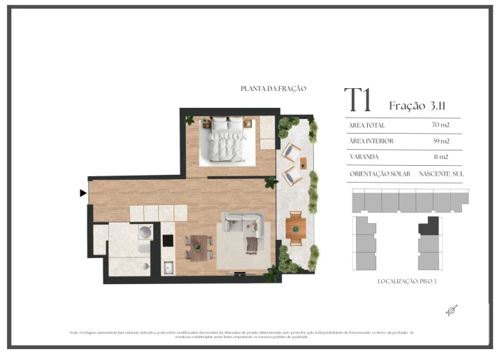 Apartamento T1 para Venda em Vilar de Andorinho Planta 1