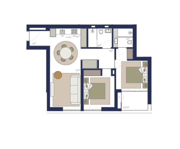 Apartamento T2 para Venda em Matosinhos e Leça da Palmeira Planta 1