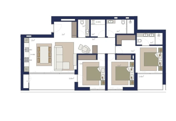 Apartamento T3 para Venda em Matosinhos e Leça da Palmeira Planta 1