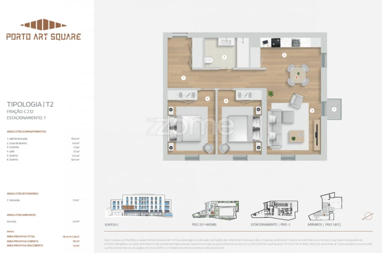 Apartamento T2 para Venda em Cedofeita, Santo Ildefonso, Sé, Miragaia, São Nicolau e Vitória Planta 1