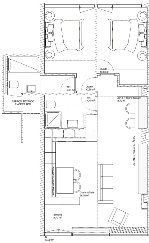 Apartamento T2 para Venda em Gualtar