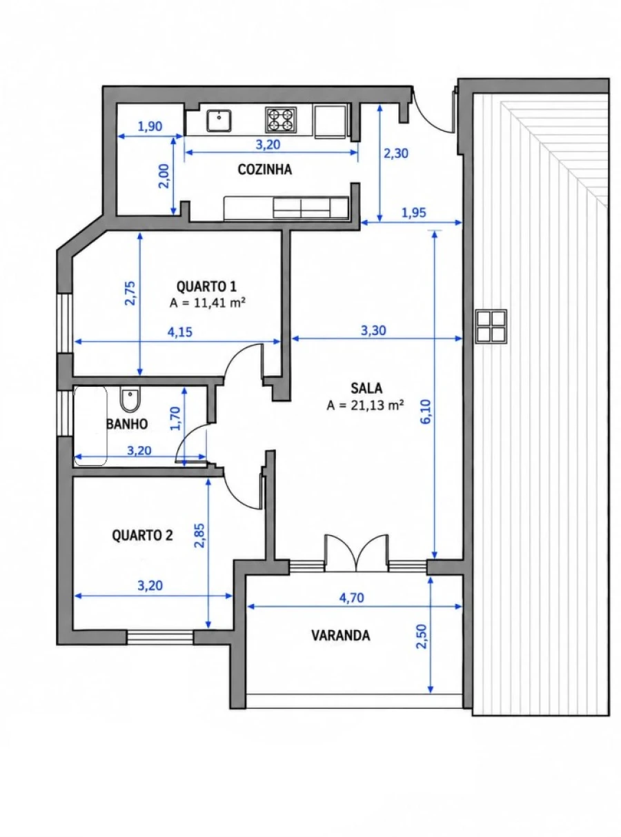 Apartamento T2 para Venda em Cascais e Estoril Planta 1