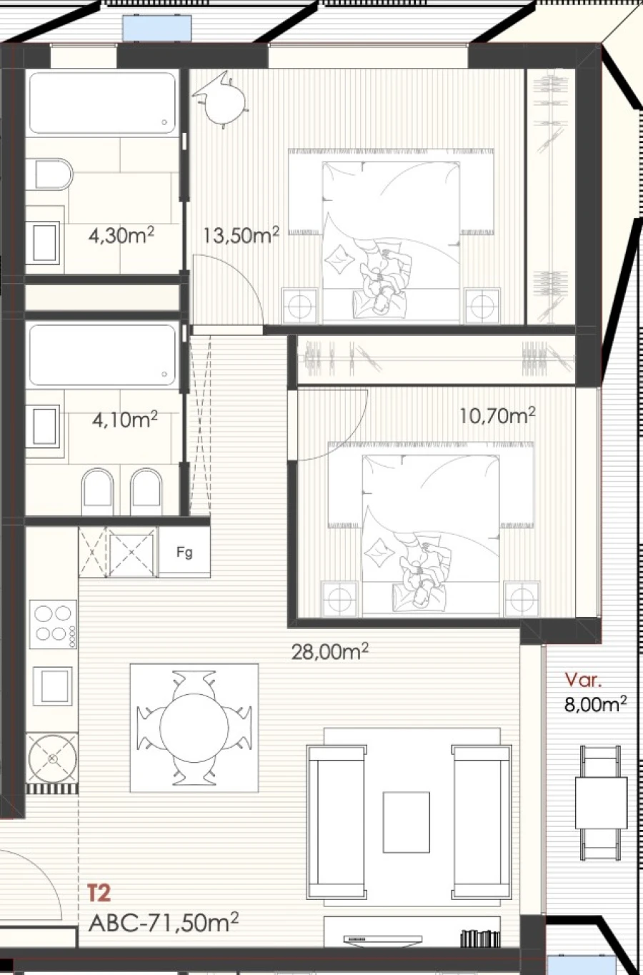 Apartamento T2 para Venda em Ramalde Planta 1