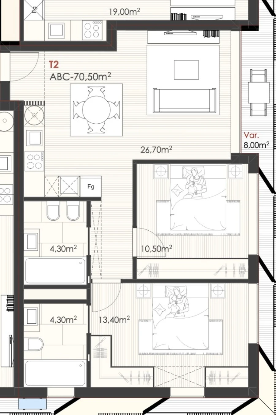 Apartamento T2 para Venda em Ramalde Planta 1