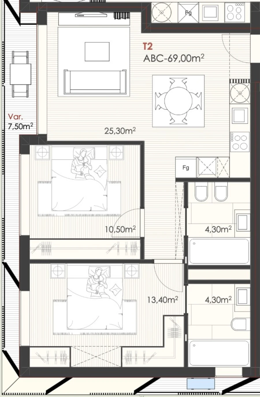 Apartamento T2 para Venda em Ramalde Planta 1