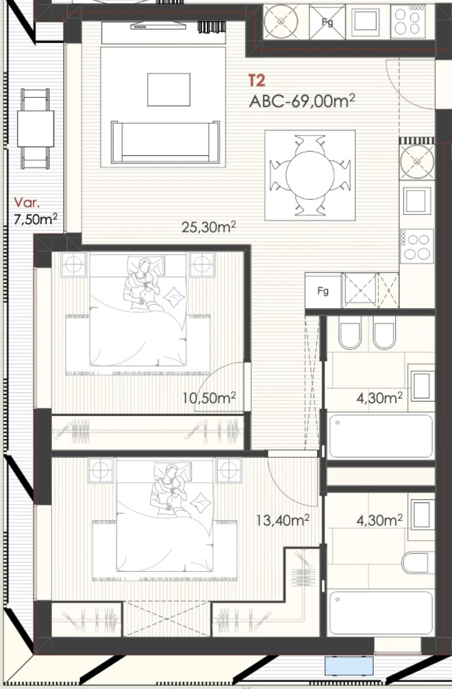 Apartamento T2 para Venda em Ramalde Planta 1