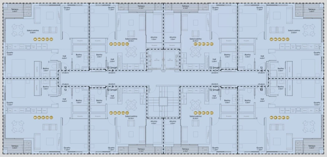 Apartamento T2 para Venda em Canidelo Planta 1