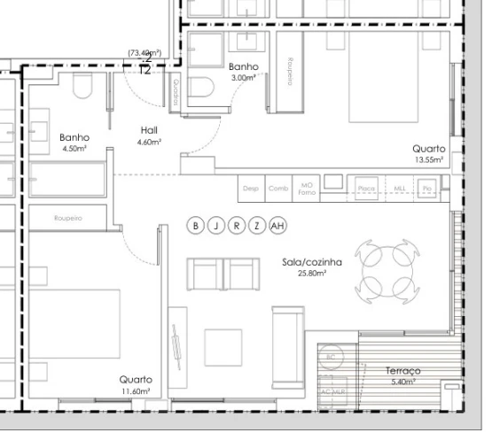 Apartamento T2 para Venda em Canidelo Planta 1